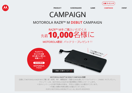 Motorola RAZR M 201Mキャンペーン