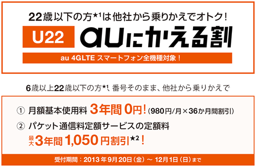 ドコモ Kddi ソフトバンク 学生や22歳以下の方を対象とした乗り換えキャンペーンを9月日より開始 ゼロから始めるスマートフォン